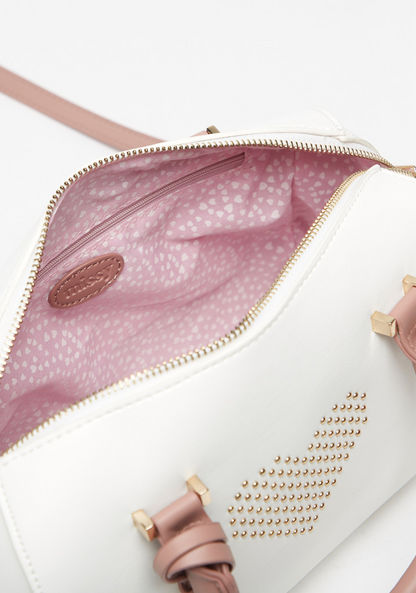 Missy Embellished Bowler  Bag with Detachable Strap and Tassel Detail