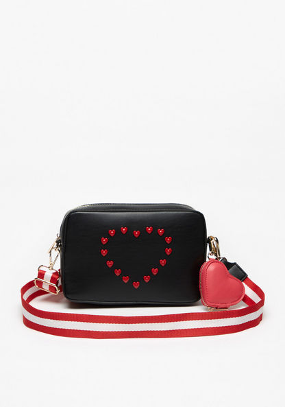Missy Heart Embellished Crossbody Bag with Coin Pouch