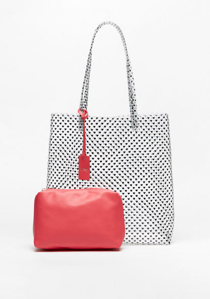 Missy Heart Print Perspex Shopper Bag with Handles and Makeup Pouch-Women%27s Handbags-image-3