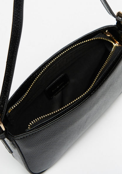 Haadana Textured Shoulder Bag with Adjustable Strap and Zip Closure