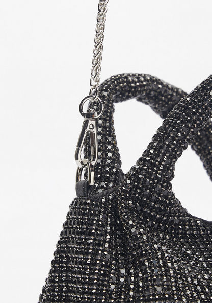 Haadana Embellished Tote Bag with Detachable Chain Strap