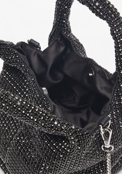 Haadana Embellished Tote Bag with Detachable Chain Strap