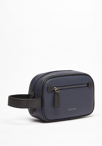 Duchini Textured Pouch with Zip Closure and Wrist Handle
