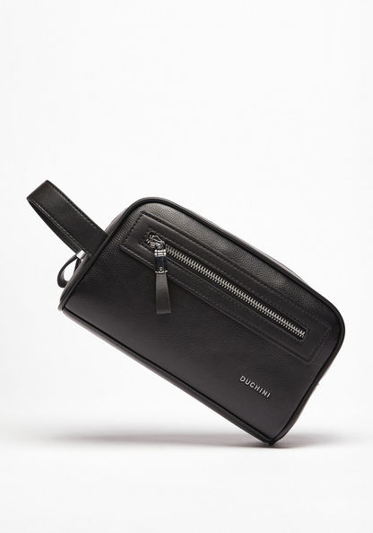 Duchini Solid Pouch with Zip Closure and Wrist Loop