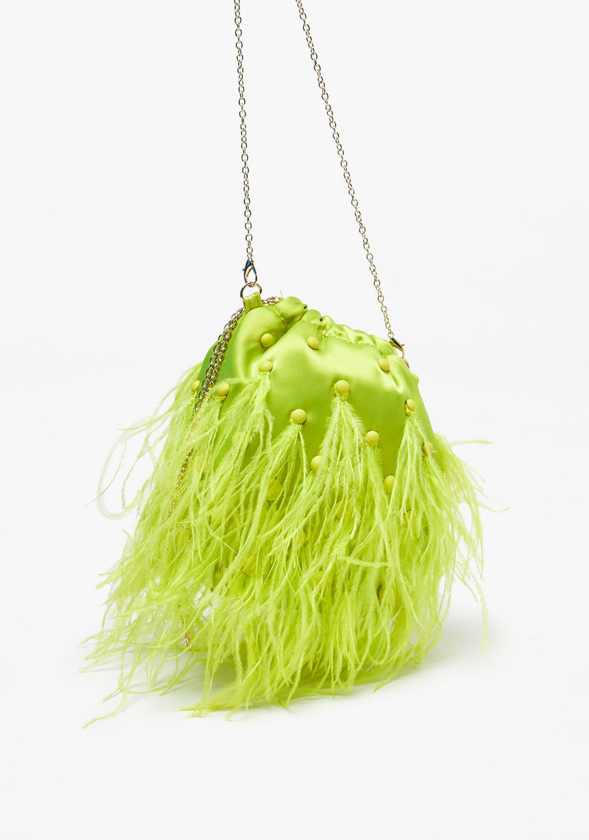 Haadana Embellished Bucket Bag with Feathers-Women%27s Handbags-image-2