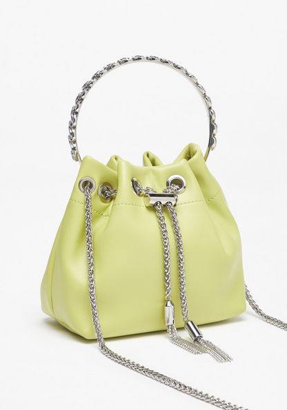 Haadana Solid Bucket Bag with Drawstring Closure and Embellished Handle-Women%27s Handbags-image-2