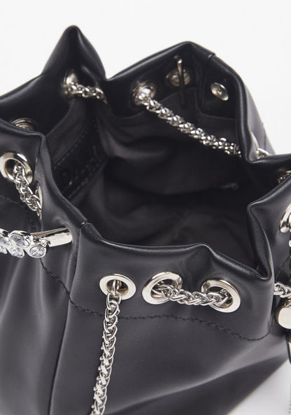 Haadana Solid Bucket Bag with Drawstring Closure and Embellished Handle-Women%27s Handbags-image-5