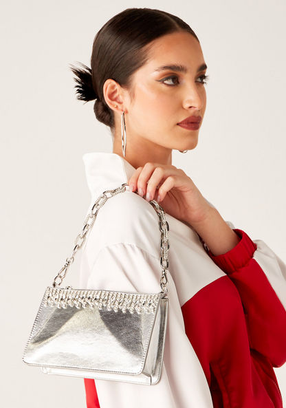 Haadana Embellished Crossbody Bag with Detachable Strap