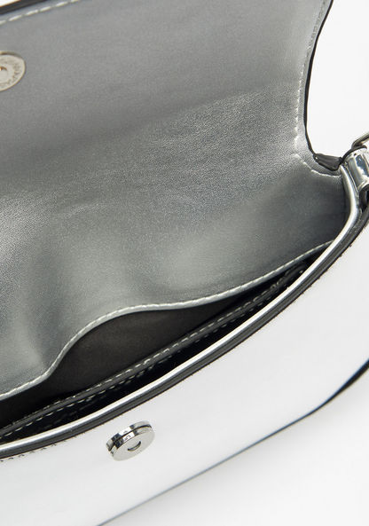 Haadana Metallic Shoulder Bag with Button Closure-Women%27s Handbags-image-5