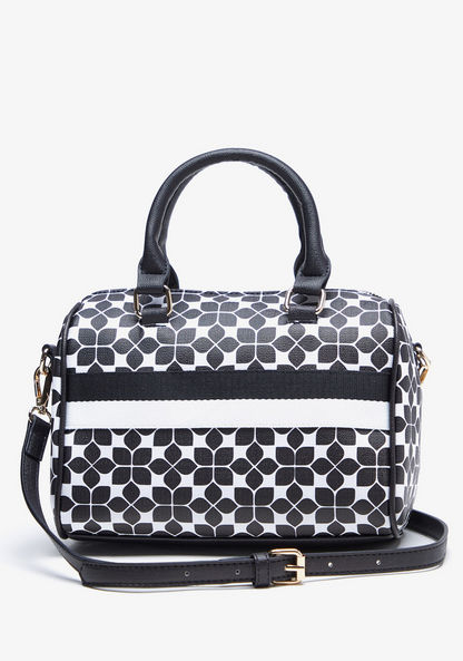 Missy Printed Bowler Bag with Round Handles and Detachable Strap-Women%27s Handbags-image-0