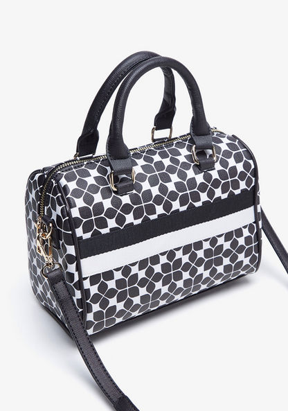 Missy Printed Bowler Bag with Round Handles and Detachable Strap-Women%27s Handbags-image-1