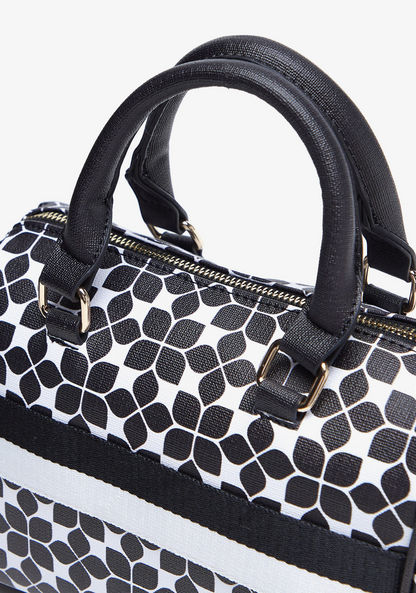 Missy Printed Bowler Bag with Round Handles and Detachable Strap-Women%27s Handbags-image-2