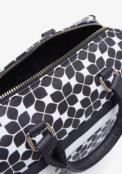 Missy Printed Bowler Bag with Round Handles and Detachable Strap-Women%27s Handbags-image-3