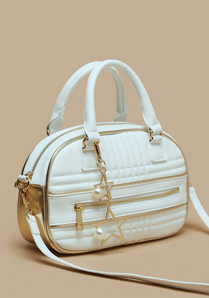 Missy Panelled Bowler Bag with Zip Closure