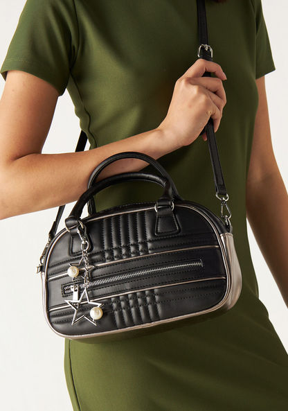 Missy Panelled Bowler Bag with Zip Closure-Women%27s Handbags-image-0