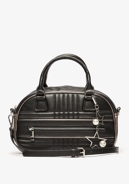 Missy Panelled Bowler Bag with Zip Closure