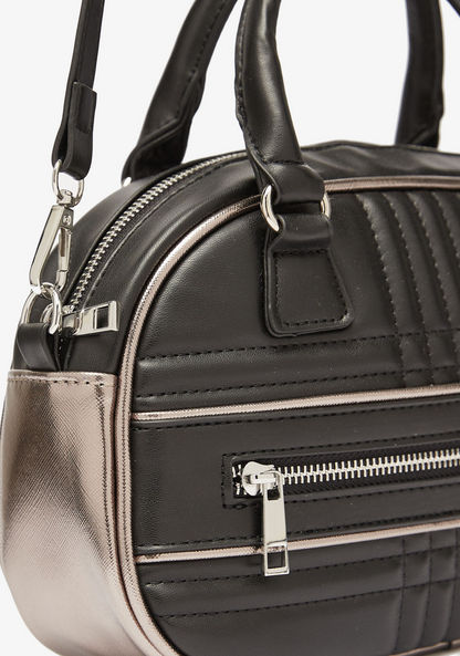 Missy Panelled Bowler Bag with Zip Closure-Women%27s Handbags-image-3