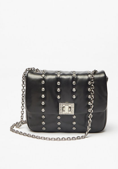 Haadana Stone Embellished Crossbody Bag with Chain Strap-Women%27s Handbags-image-0