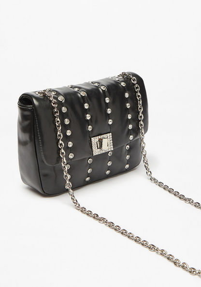 Haadana Stone Embellished Crossbody Bag with Chain Strap-Women%27s Handbags-image-1
