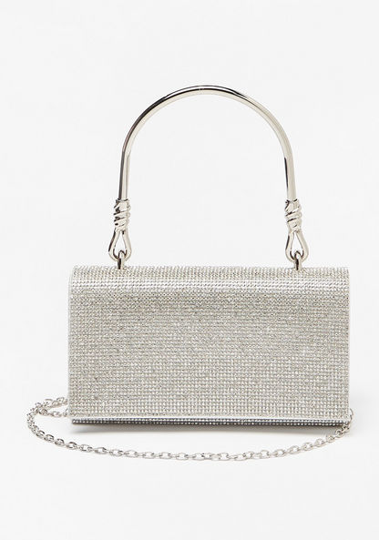 Haadana Embellished Clutch with Detachable Chain Strap-Wallets & Clutches-image-0