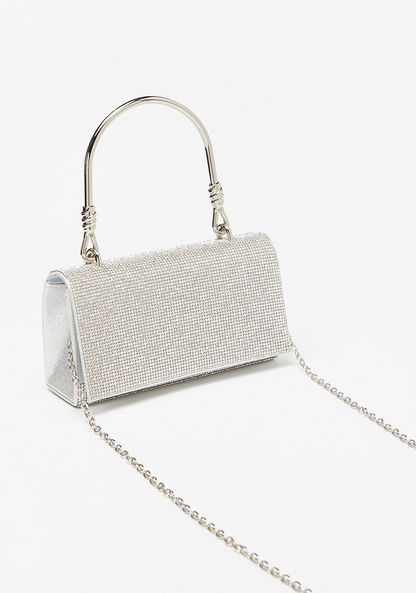 Haadana Embellished Clutch with Detachable Chain Strap-Wallets & Clutches-image-1