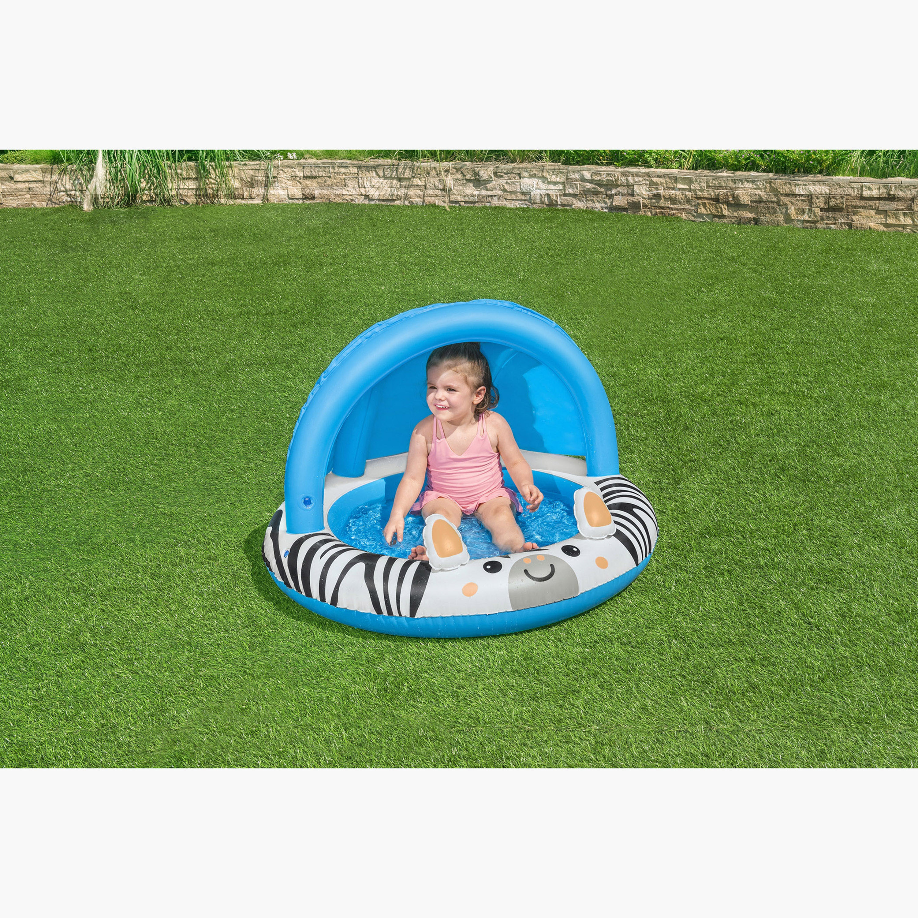 مسبح أطفال بطبعات سفاري ومظلة شمس من بيست واي - 97x66 سم-toys-outdoor-poolandbeach-pools-image-5