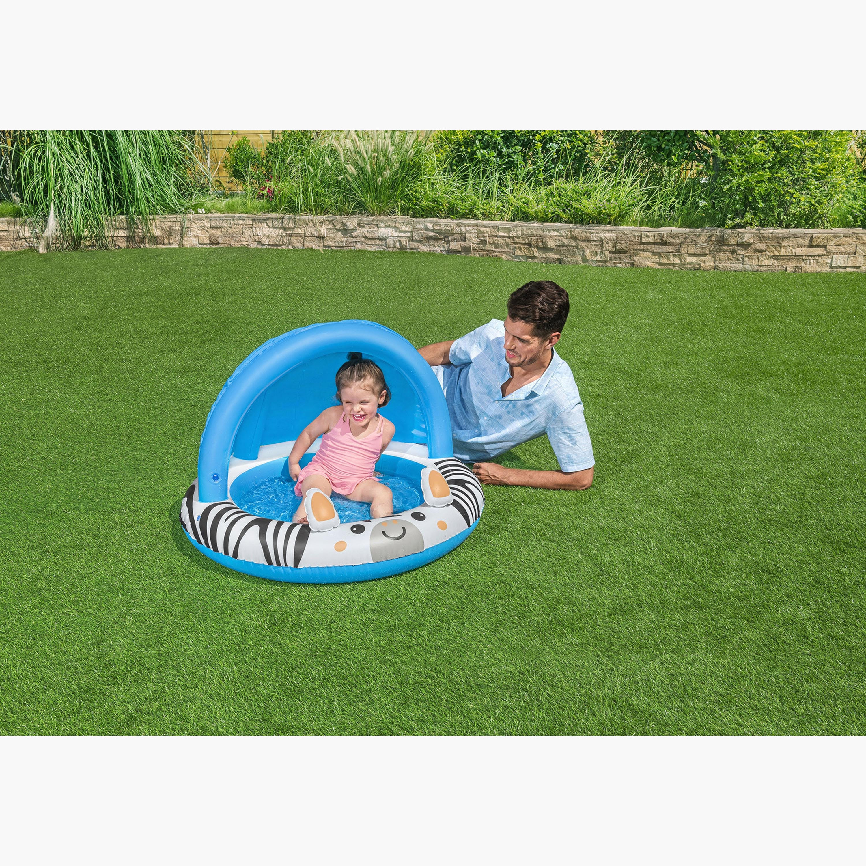 مسبح أطفال بطبعات سفاري ومظلة شمس من بيست واي - 97x66 سم-toys-outdoor-poolandbeach-pools-image-7