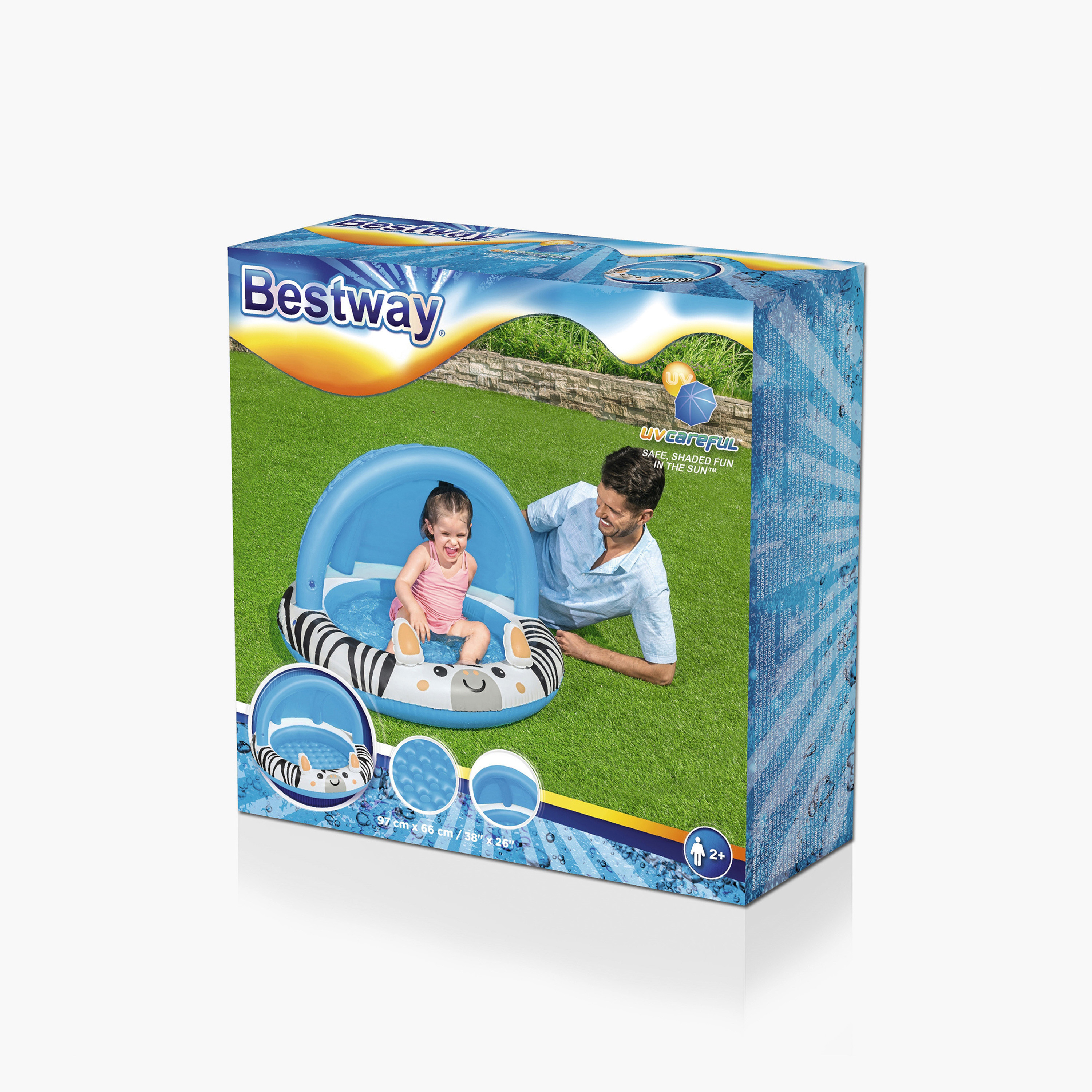 مسبح أطفال بطبعات سفاري ومظلة شمس من بيست واي - 97x66 سم-toys-outdoor-poolandbeach-pools-image-9