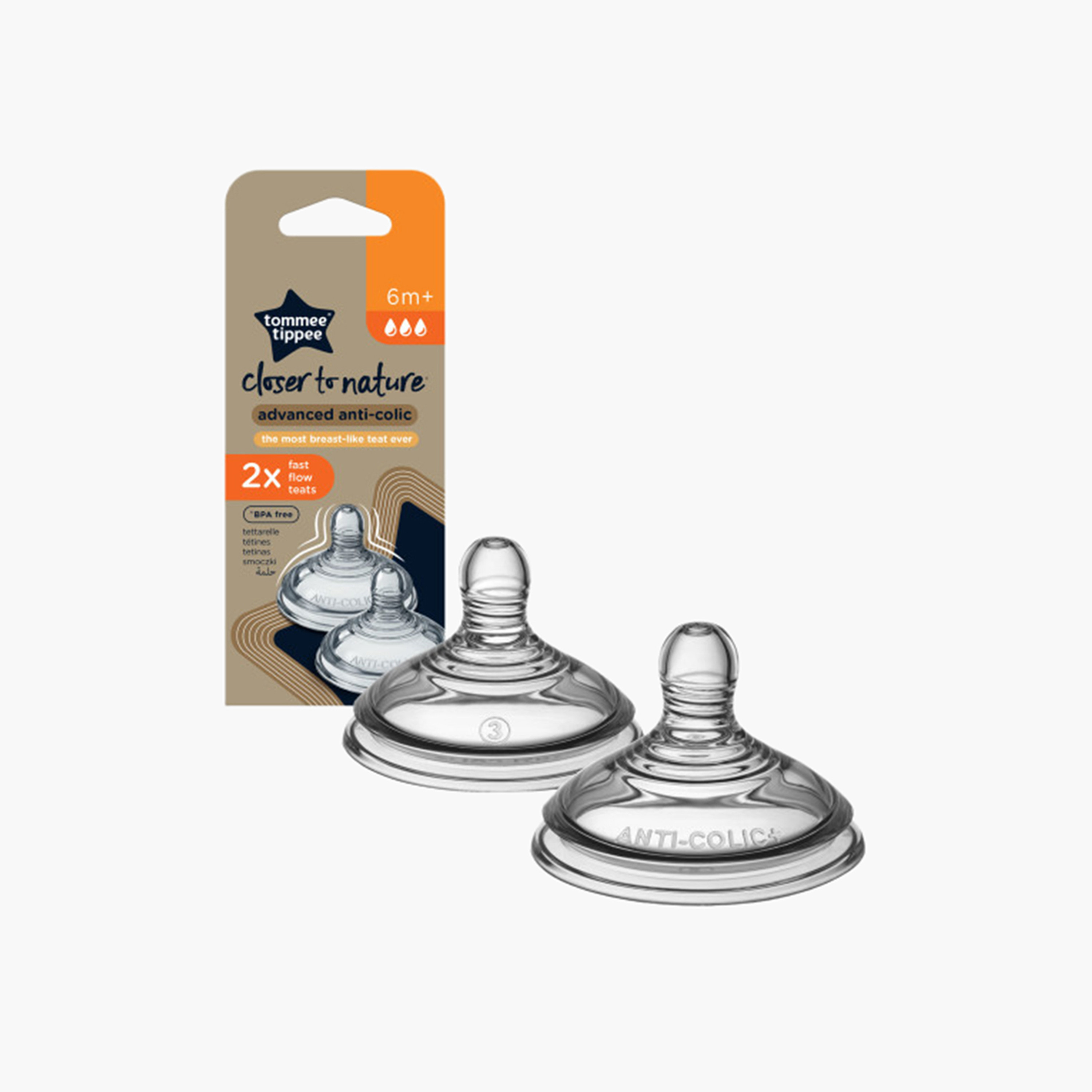 Tommee Tippee Anti-Colic Fast Flow Teat - Set of 2-baby-feeding-feedingbottles-bottlesandteats-image-2