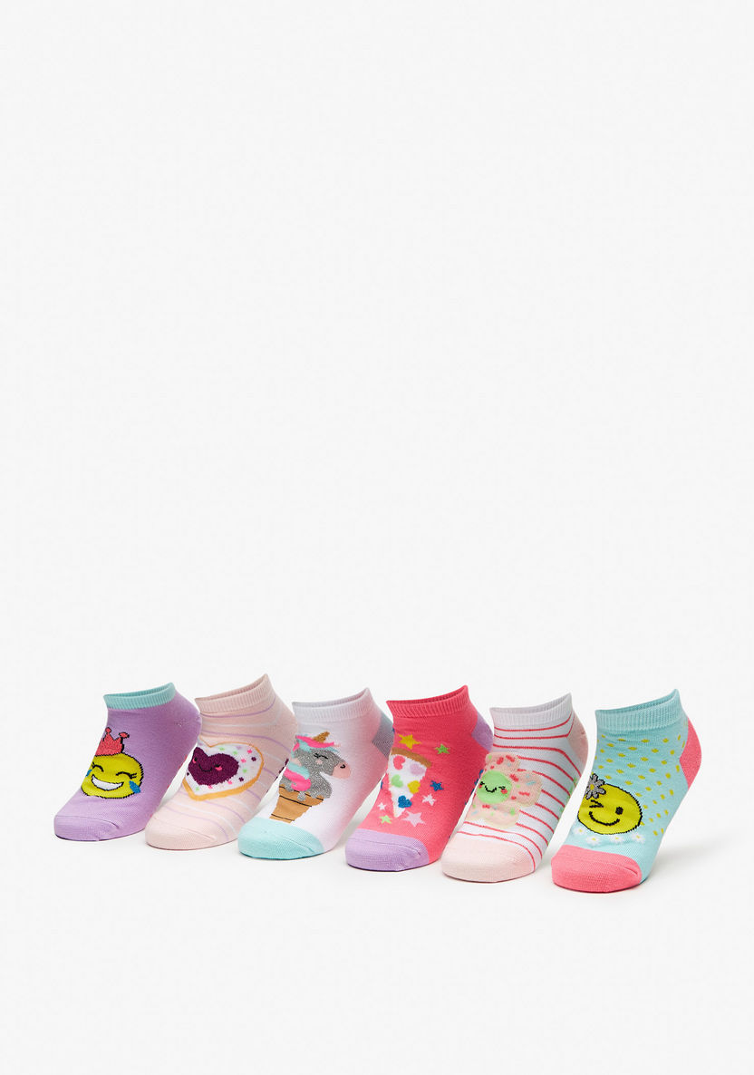 Skechers Girls' Non-Terry Low Cut Sports Socks - Set of 6, S118223B-402-Girl%27s Socks & Tights-image-0