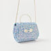 Charmz Embellished Handbag with Pearls Handle and Metallic Chain Strap-Bags and Backpacks-thumbnail-1