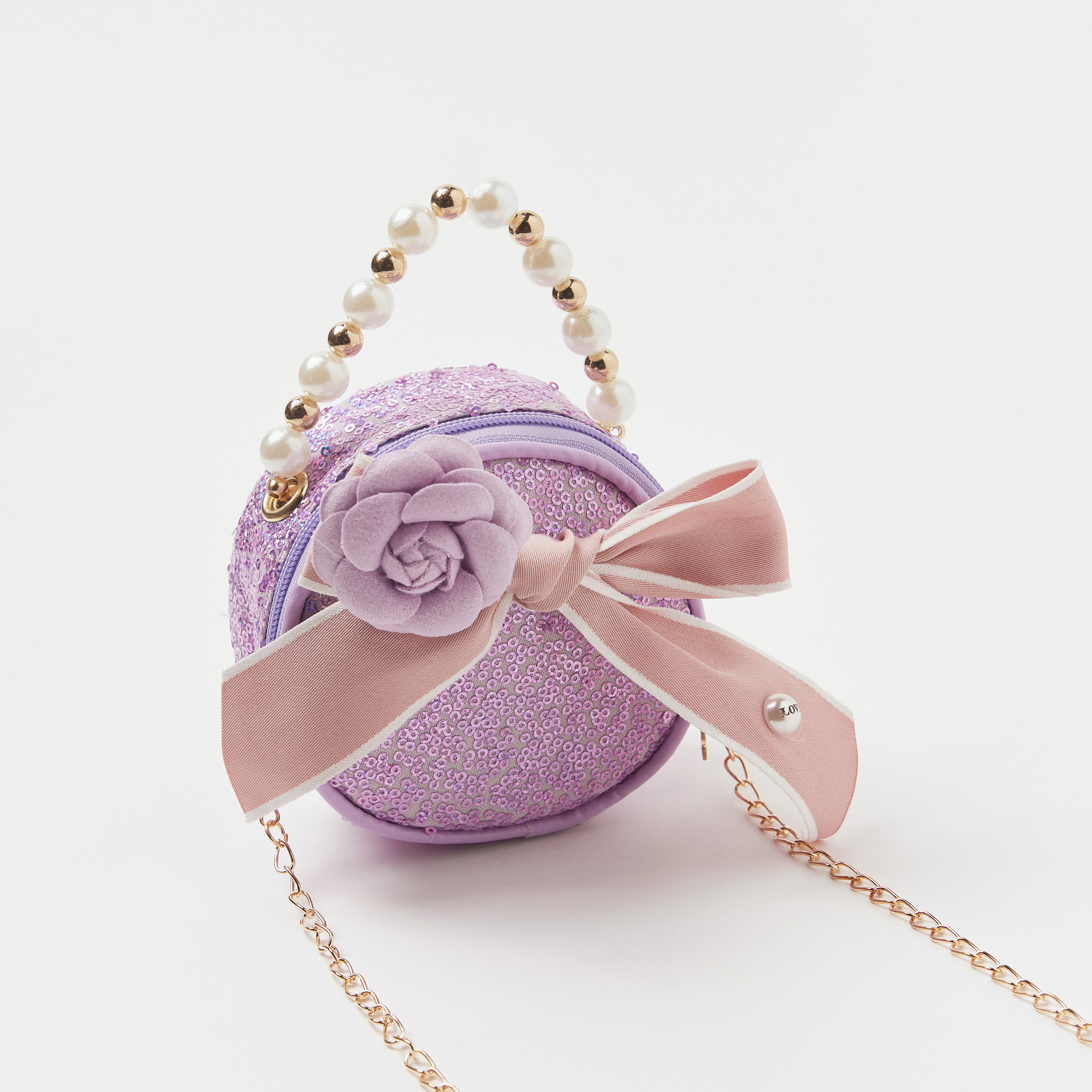 Charmz Sequin Embellished Crossbody Bag with Floral Accent and Pearls Handle-girls-accessories-bags-image-5