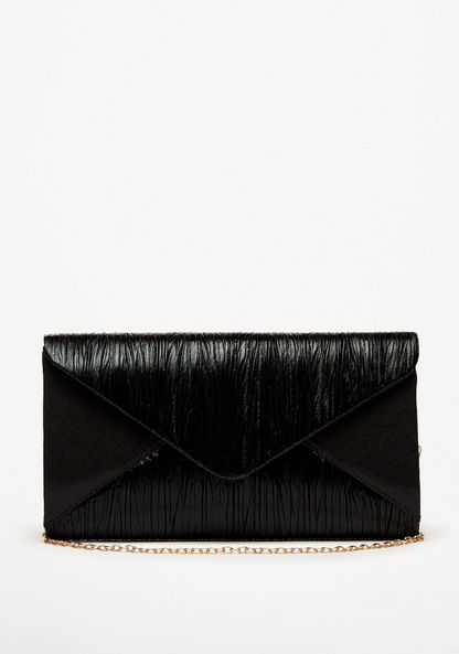 Celeste Textured Envelope Clutch with Chain Strap-Wallets and Clutches-image-0