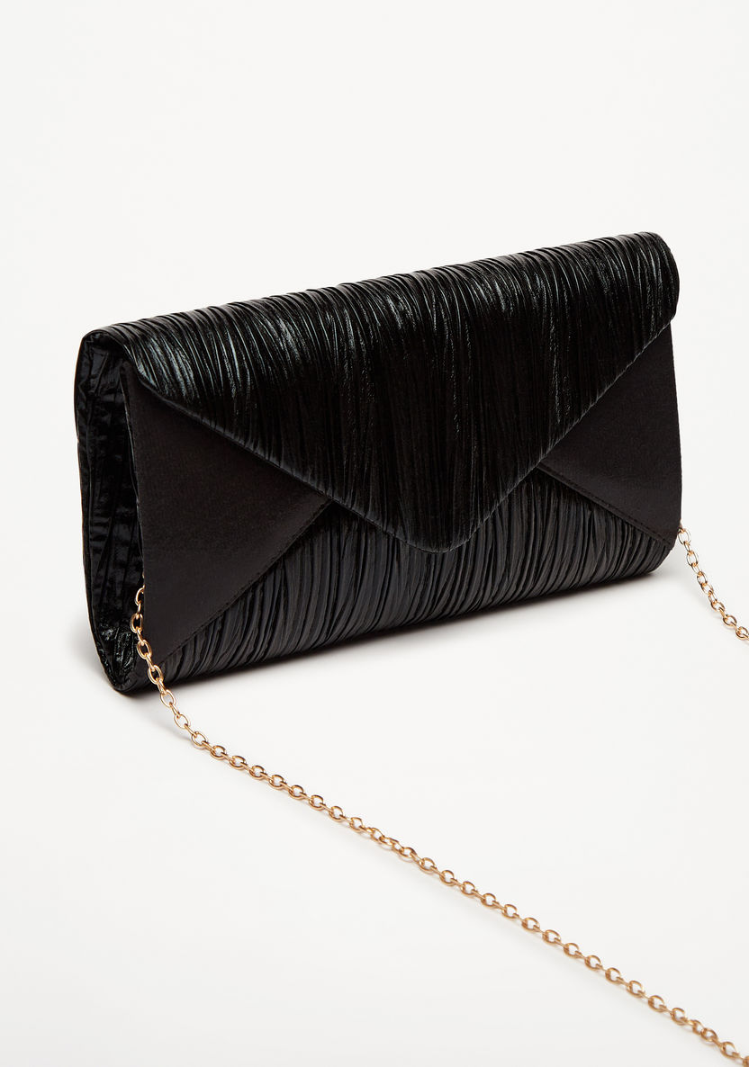 Celeste Textured Envelope Clutch with Chain Strap-Wallets and Clutches-image-1