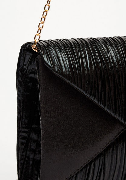 Celeste Textured Envelope Clutch with Chain Strap-Wallets and Clutches-image-2
