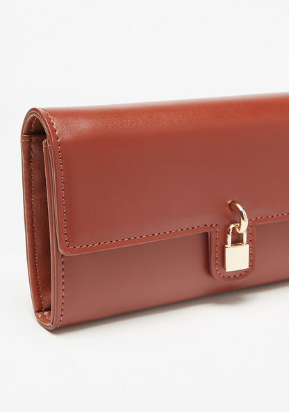 Celeste Solid Flap Wallet with Lock Accent