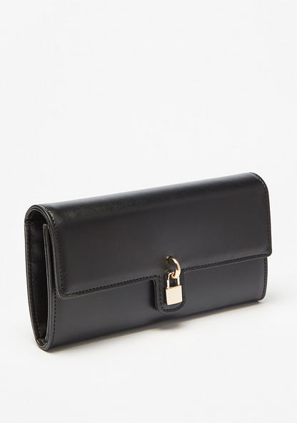 Celeste Solid Flap Wallet with Lock Accent-Wallets & Clutches-image-1