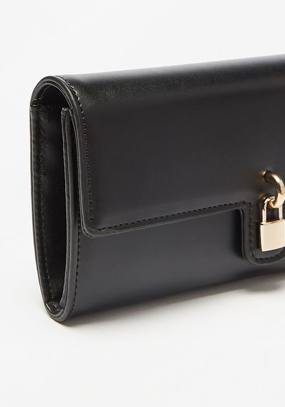 Celeste Solid Flap Wallet with Lock Accent