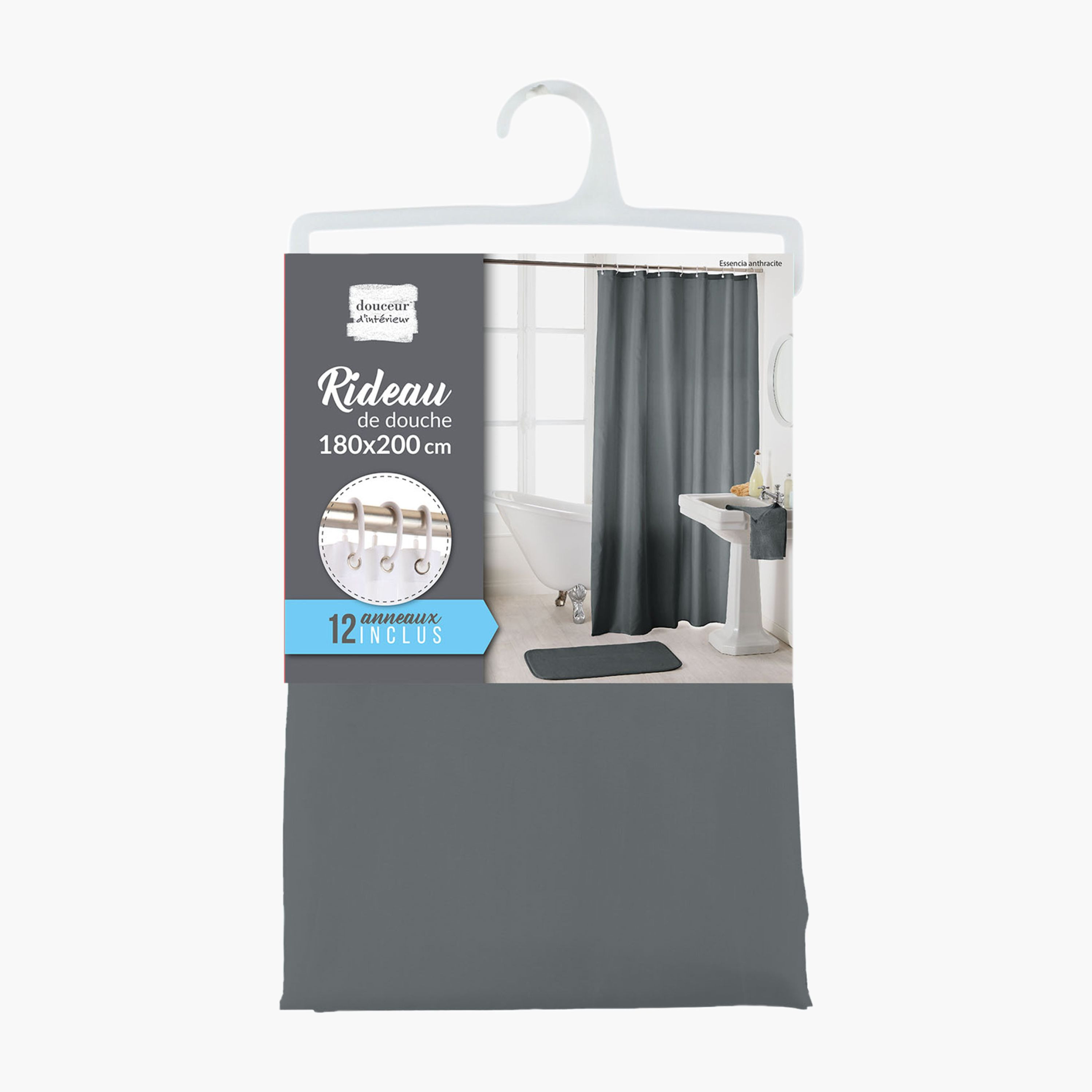Solid Shower Curtain with Hooks-household-bathandlaundry-shower-showercurtainrods-image-2