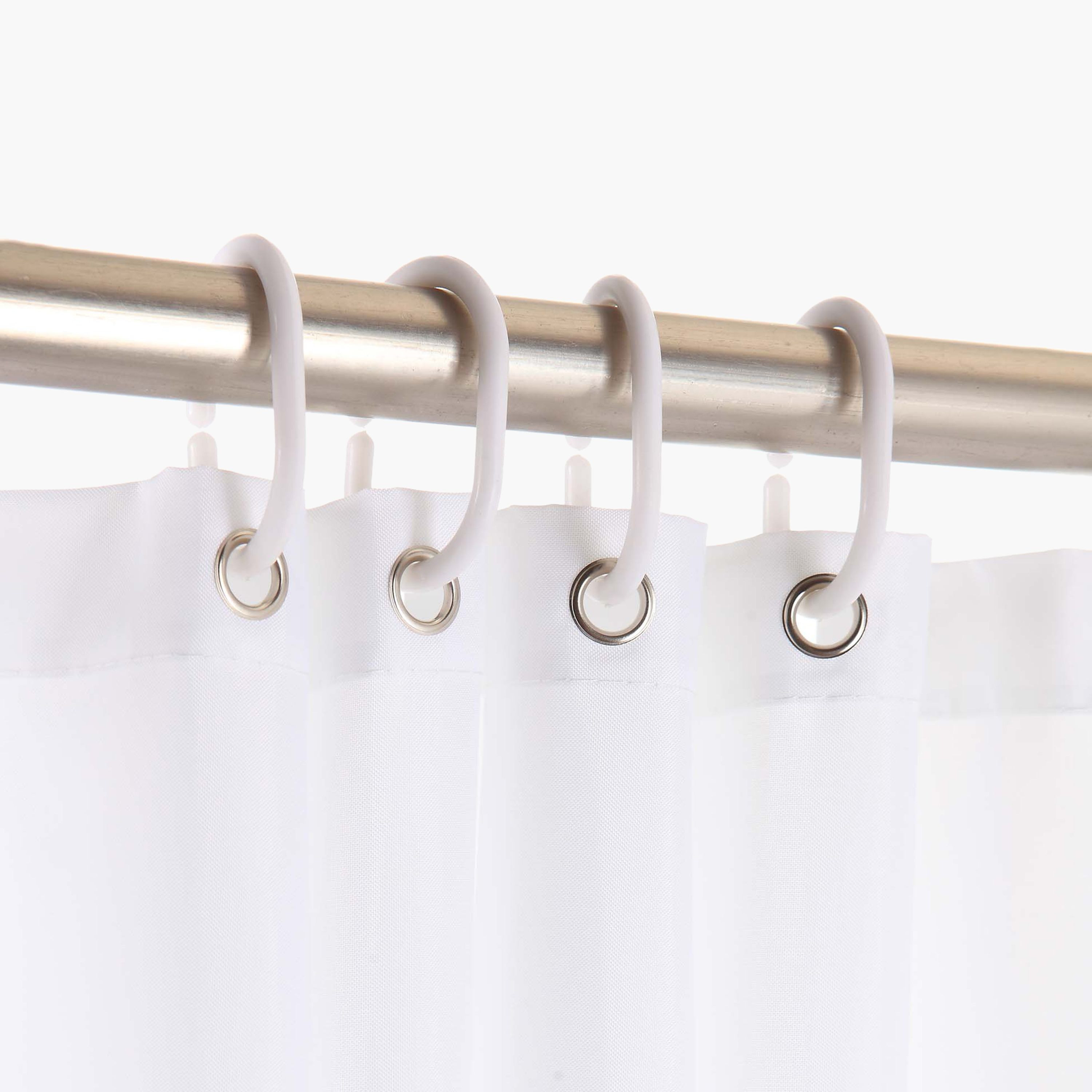 Solid Shower Curtain with Hooks-household-bathandlaundry-shower-showercurtainrods-image-3