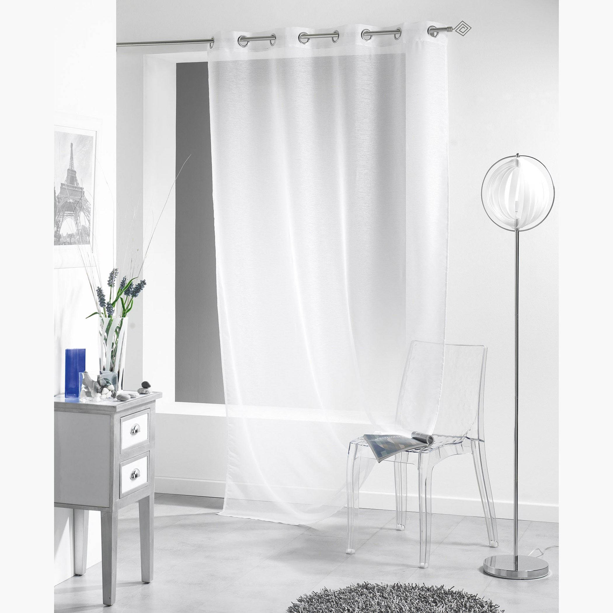 Solid Net Curtain with Eyelets - 140x240 cms-household-windows-curtains-image-1