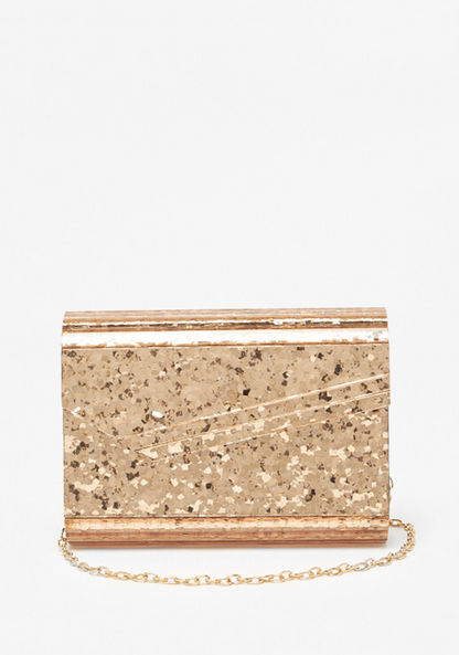 Celeste Glittery Clutch with Detachable Chain Strap-Wallets & Clutches-image-0