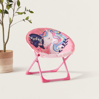 Unicorn Graphic Print Moon Chair-Chairs and Tables-image-0