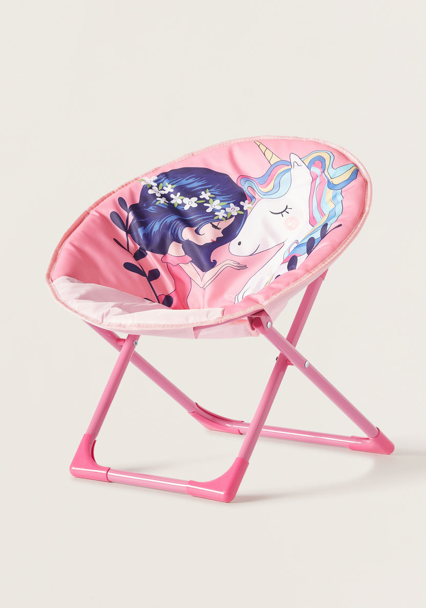 Unicorn Graphic Print Moon Chair-Chairs and Tables-image-1