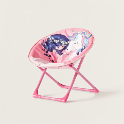 Unicorn Graphic Print Moon Chair-Chairs and Tables-image-1