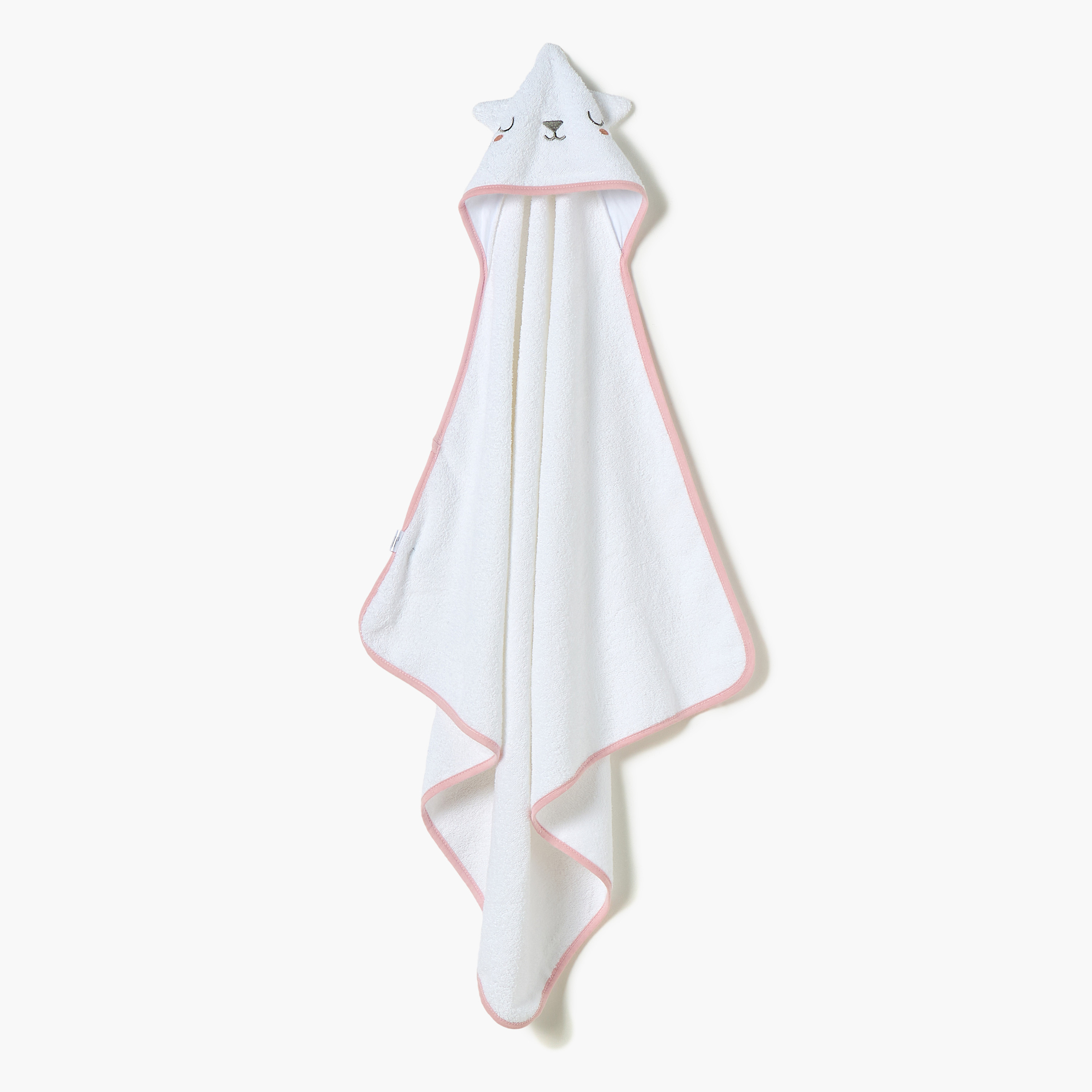 منشفة بقبعة وتطريز كيتي من جونيورز - 76x76 سم-baby-bathandcare-towels-image-1