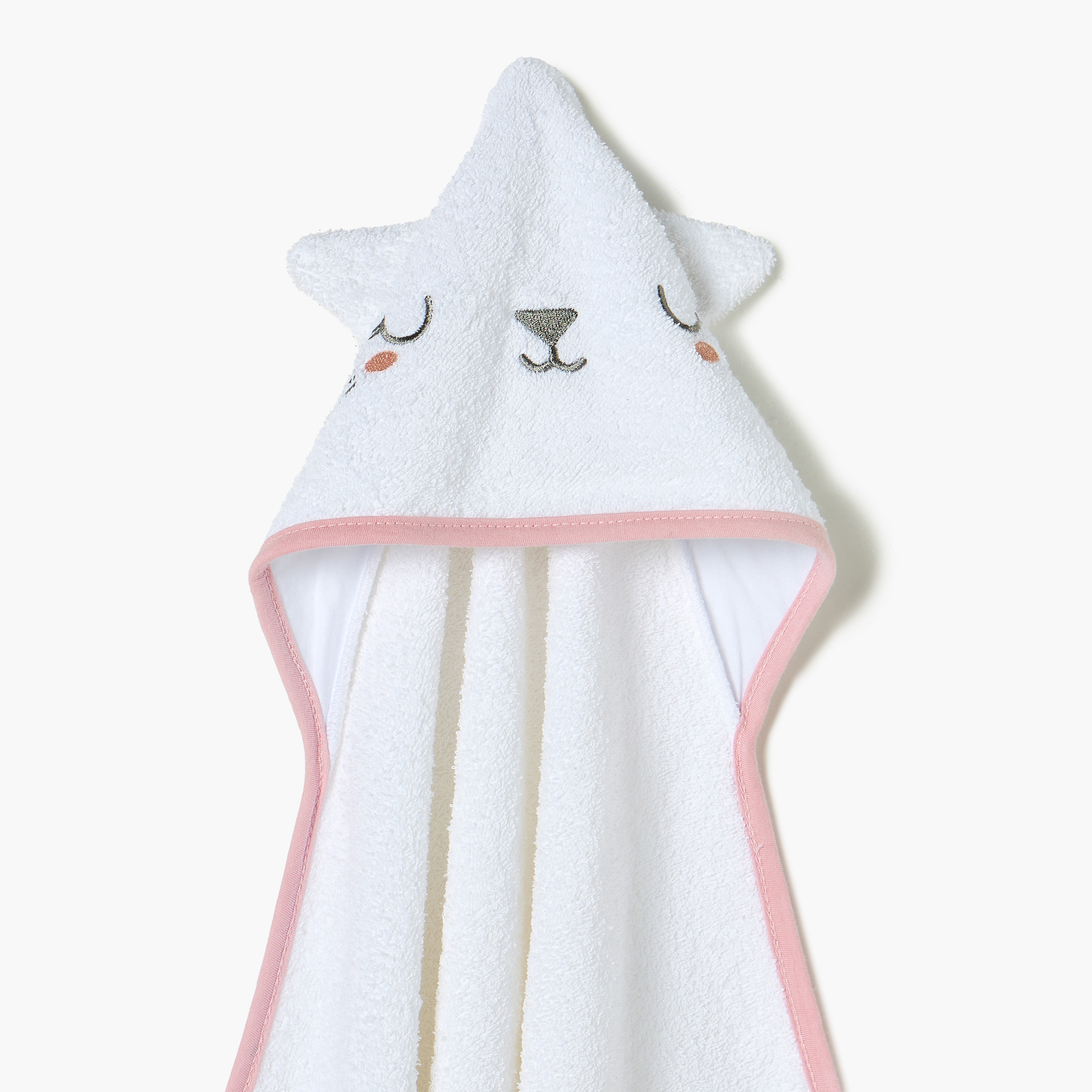 منشفة بقبعة وتطريز كيتي من جونيورز - 76x76 سم-baby-bathandcare-towels-image-2