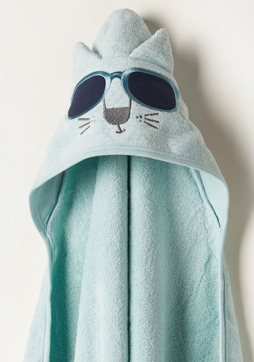 Juniors Cat Embroidery Towel with Hood and Ear Appliques - 76x76 cms-Towels and Flannels-image-1