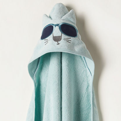 Juniors Cat Embroidery Towel with Hood and Ear Appliques - 76x76 cms-Towels and Flannels-image-1