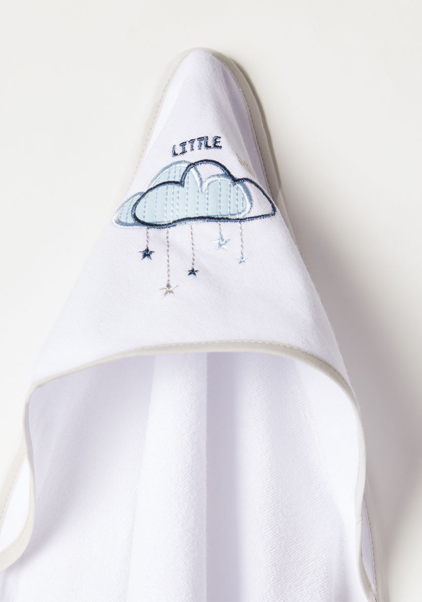 Juniors 3-Piece Clouds Print Towel Set with Hood and Embroidery Detail - 76x76 cms-Towels and Flannels-image-1